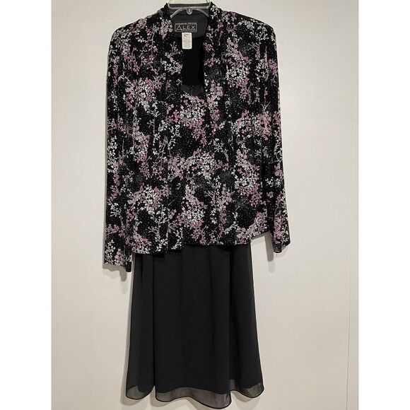 Alex Evenings Outfit Womens 24W Petite Black Pink Event Formal‎ Party Wedding - Picture 1 of 7